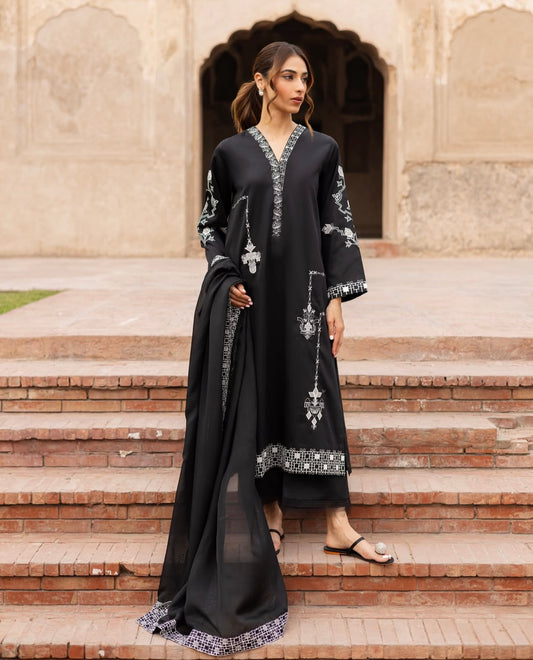 Dark Desire- 3 Piece Embroidered (Black)